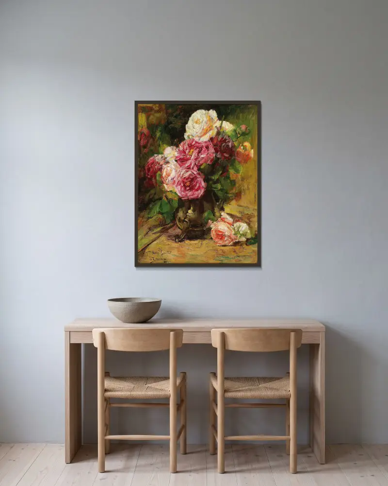 Roses IV av Georges Jeannin inramad på en vägg