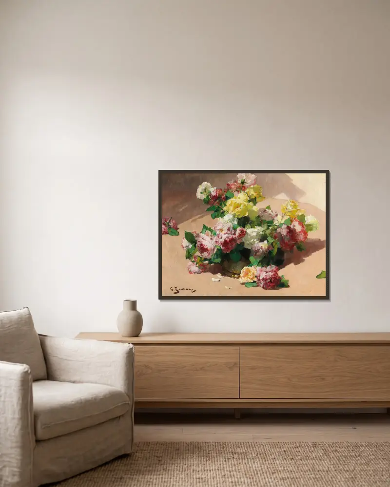 Roses av Georges Jeannin inramad på en vägg
