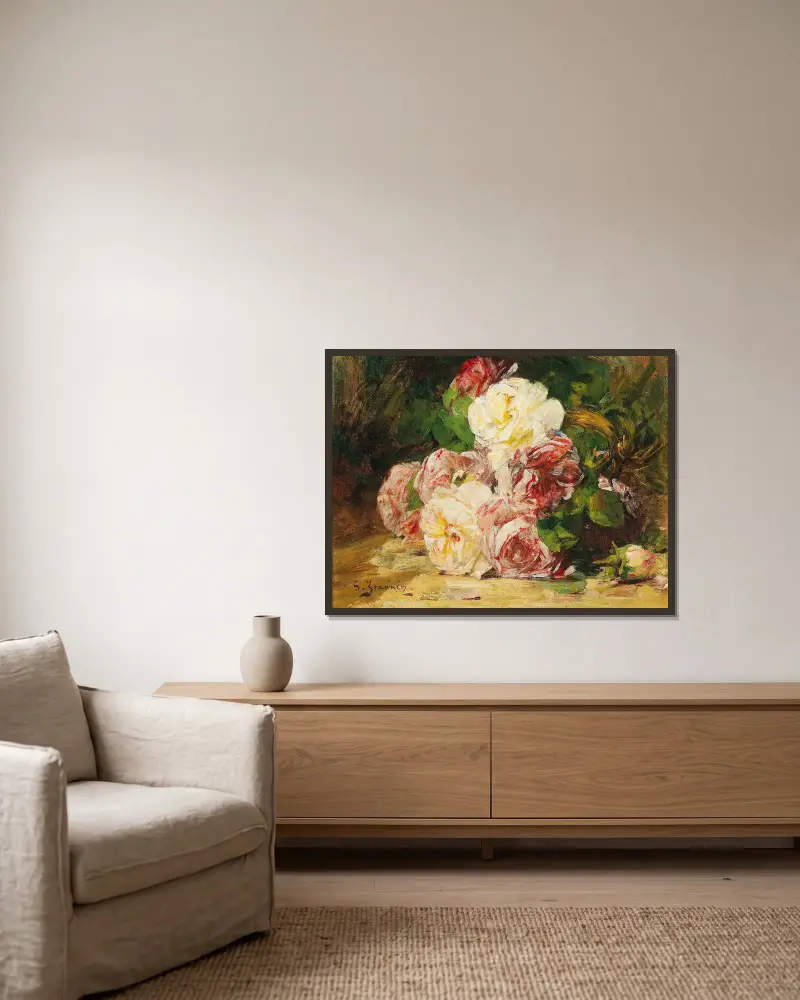 Rosen V von Georges Jeannin gerahmt an einer Wand