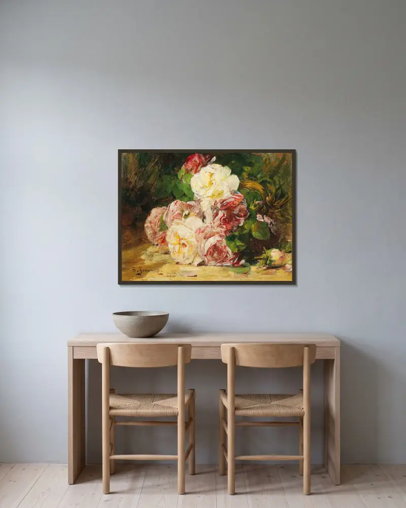Rosen V von Georges Jeannin gerahmt an einer Wand