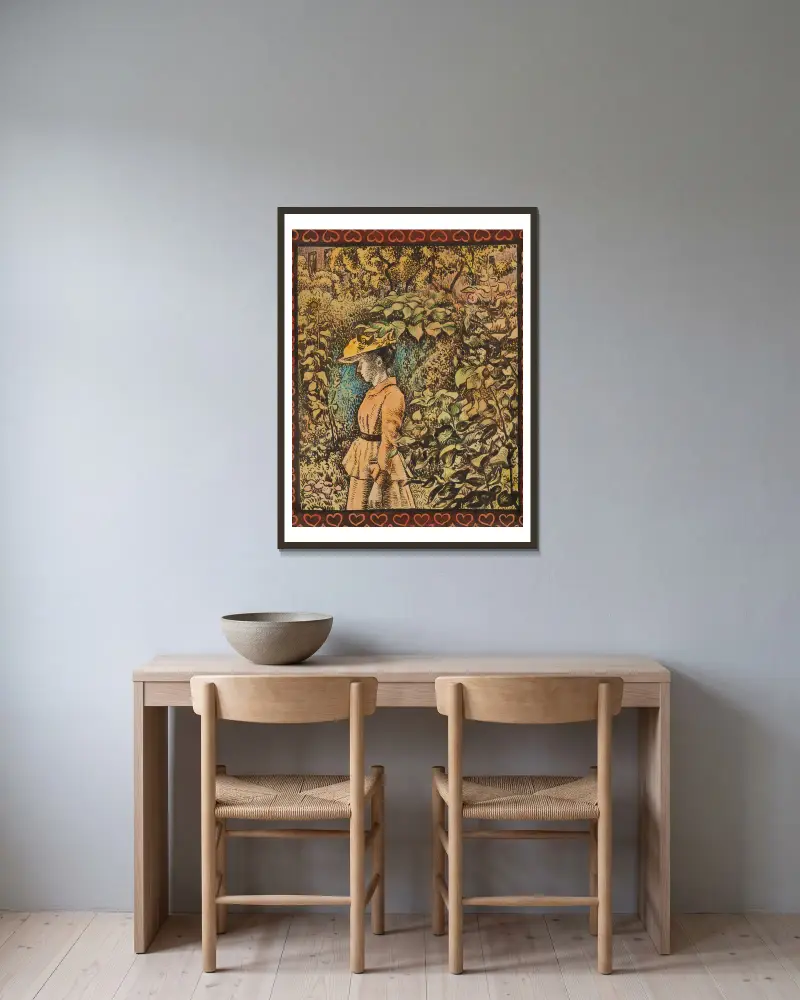 Au jardin (Aline Maréchal) av Georges Lemmen inramad på en vägg