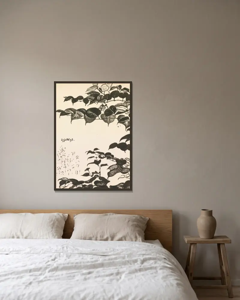 Stilisierte Blattstudie von Georges Lemmen gerahmt an einer Wand