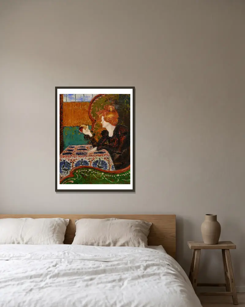 Femme de profil av Georges Lemmen inramad på en vägg