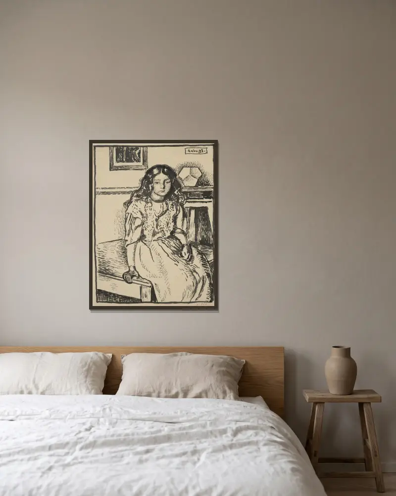 Sittande flicka av Georges Lemmen inramad på en vägg