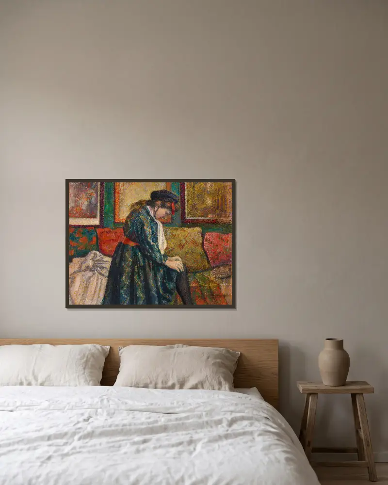 La Jarretière av Georges Lemmen inramad på en vägg