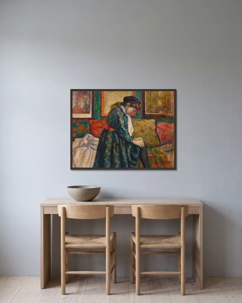 La Jarretière av Georges Lemmen inramad på en vägg