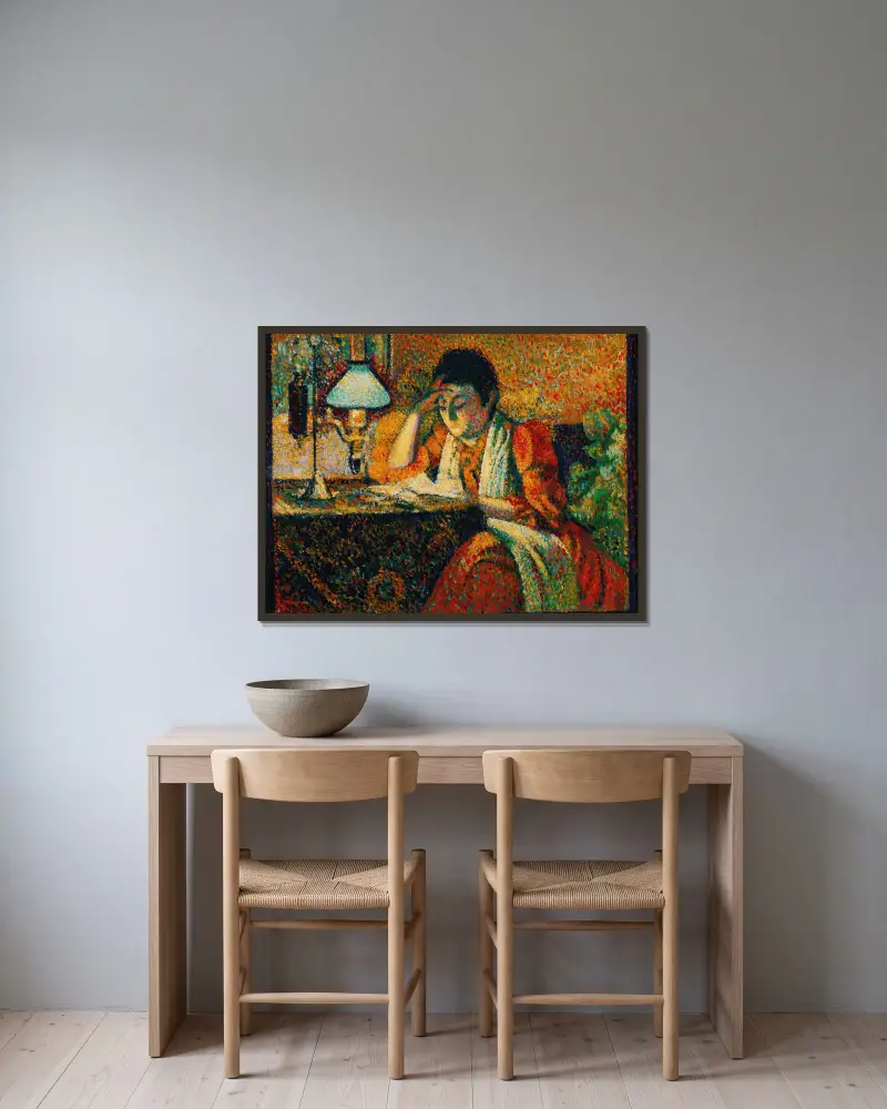 La Liseuse av Georges Lemmen inramad på en vägg