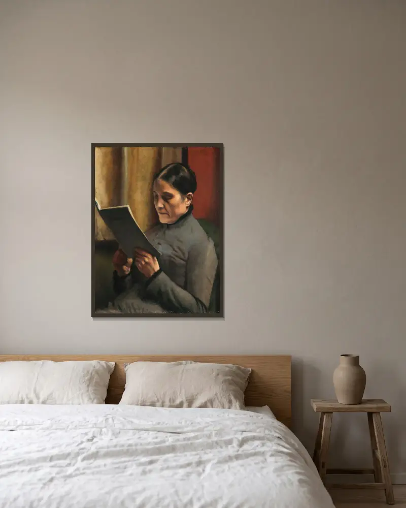 La Mère de l’artiste av Georges Lemmen inramad på en vägg