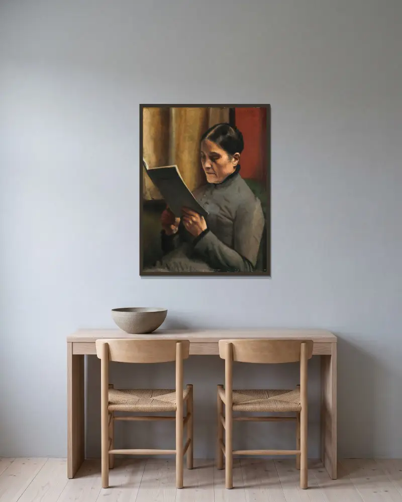 La Mère de l’artiste av Georges Lemmen inramad på en vägg