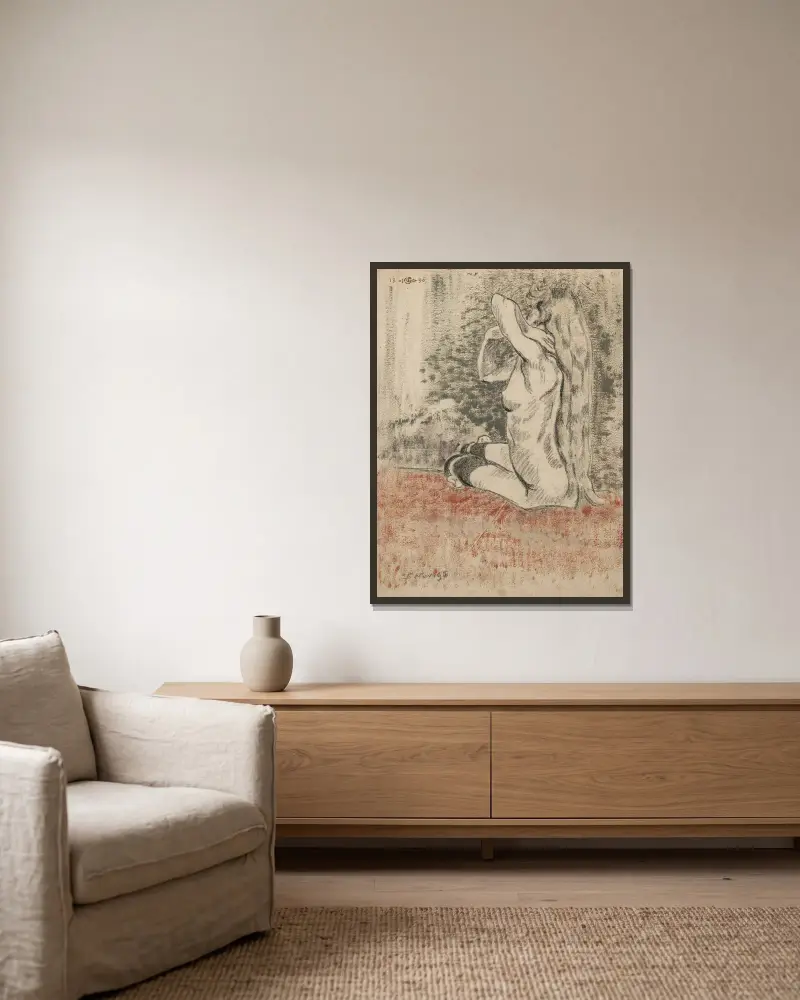 Sitzender Akt von Georges Lemmen gerahmt an einer Wand