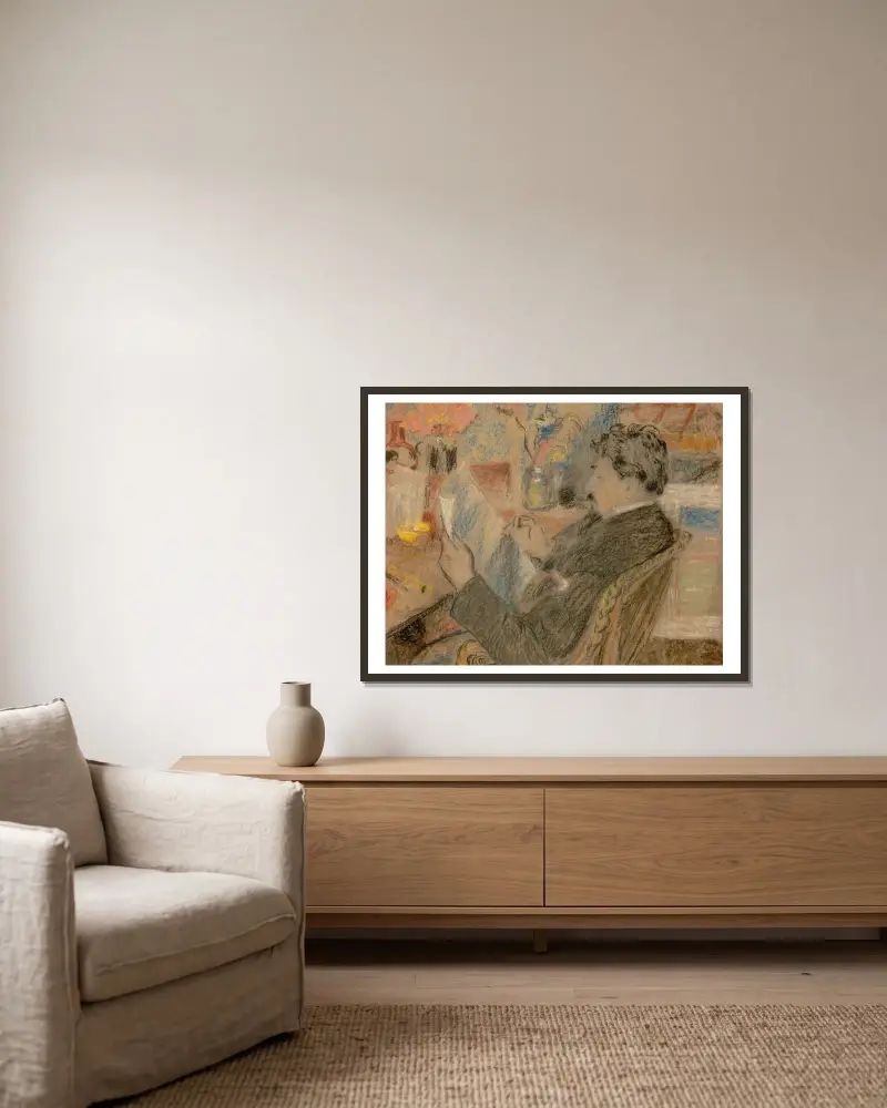 Porträtt av Jan Toorop av Georges Lemmen inramad på en vägg