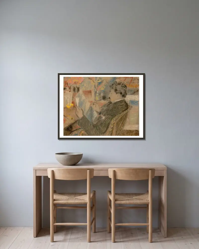 Porträtt av Jan Toorop av Georges Lemmen inramad på en vägg