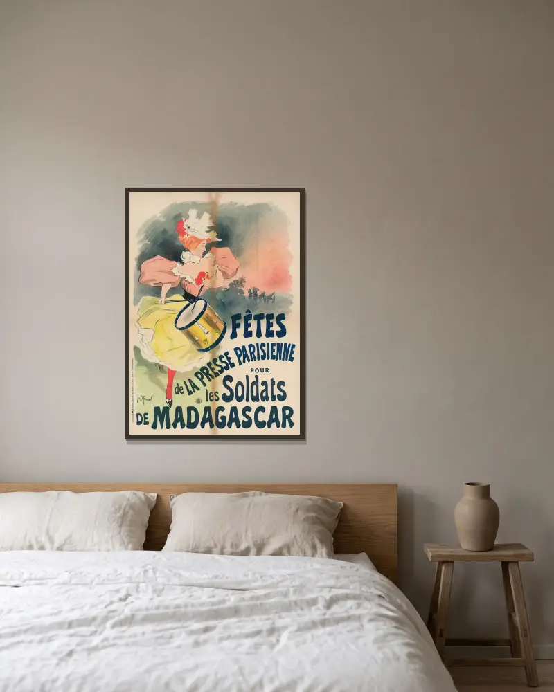 Fetes De La Presse Parisienne Pour Les Soldats De Madagascar av Georges Meunier inramad på en vägg
