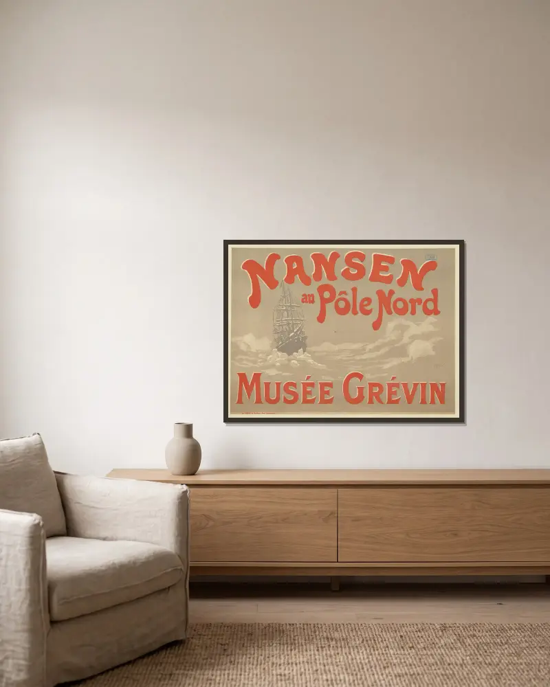 Nansen au Pôle nord. Musée Grévin av Georges Meunier inramad på en vägg