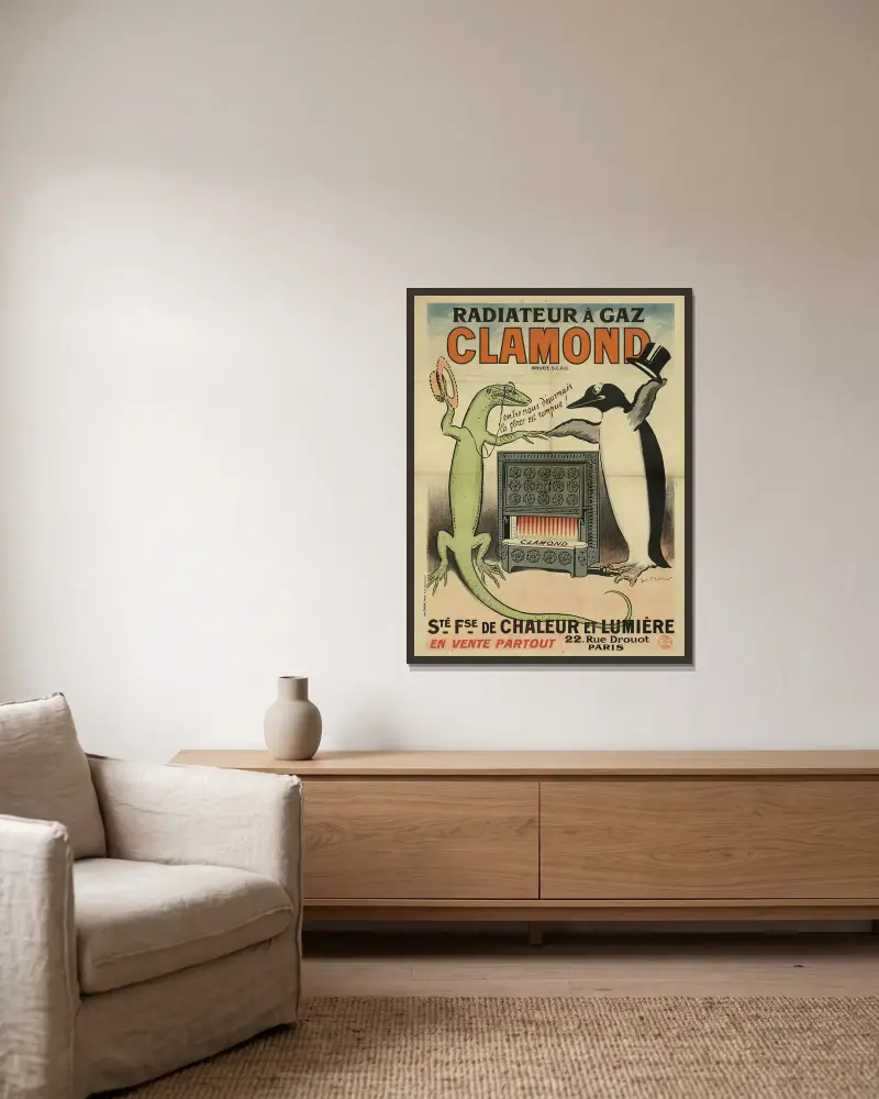 Radiateur à gaz Clamond av Georges Meunier inramad på en vägg