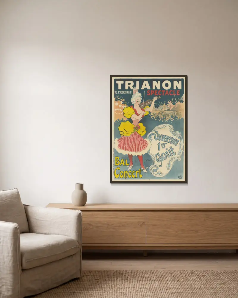 Trianon, 80 Bd Rochechouart. Föreställning. Bal. Konsert av Georges Meunier inramad på en vägg