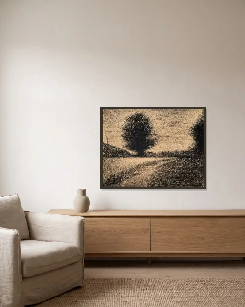 Arbre et route av Georges Seurat inramad på en vägg