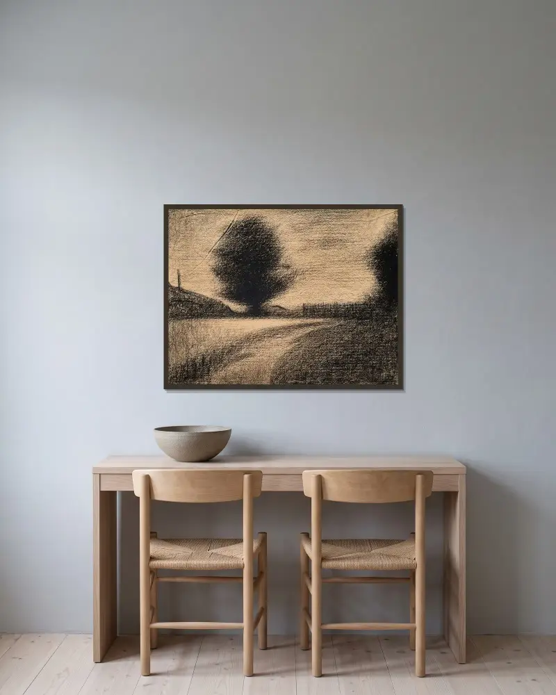 Arbre et route av Georges Seurat inramad på en vägg