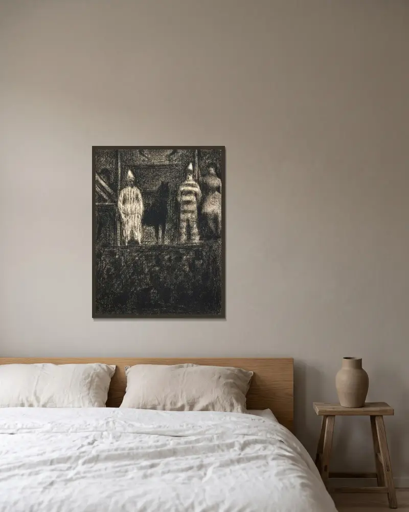 Klauni a poník, Georges Seurat v rámu na stěně