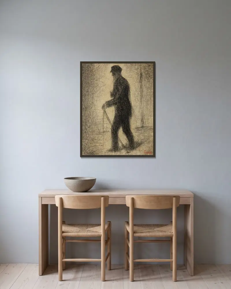 En marche av Georges Seurat inramad på en vägg