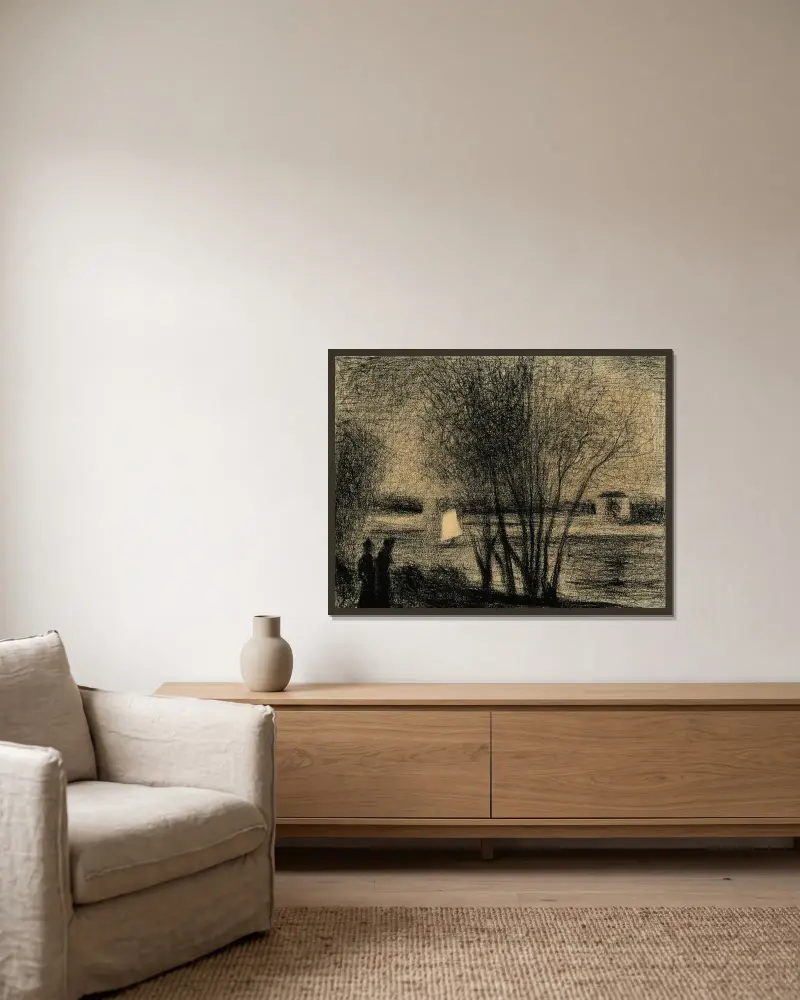 La voile blanche av Georges Seurat inramad på en vägg