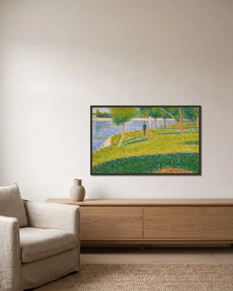 Le Saint-Cyrien av Georges Seurat inramad på en vägg