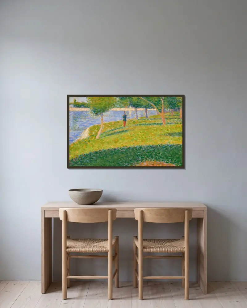 Le Saint-Cyrien av Georges Seurat inramad på en vägg