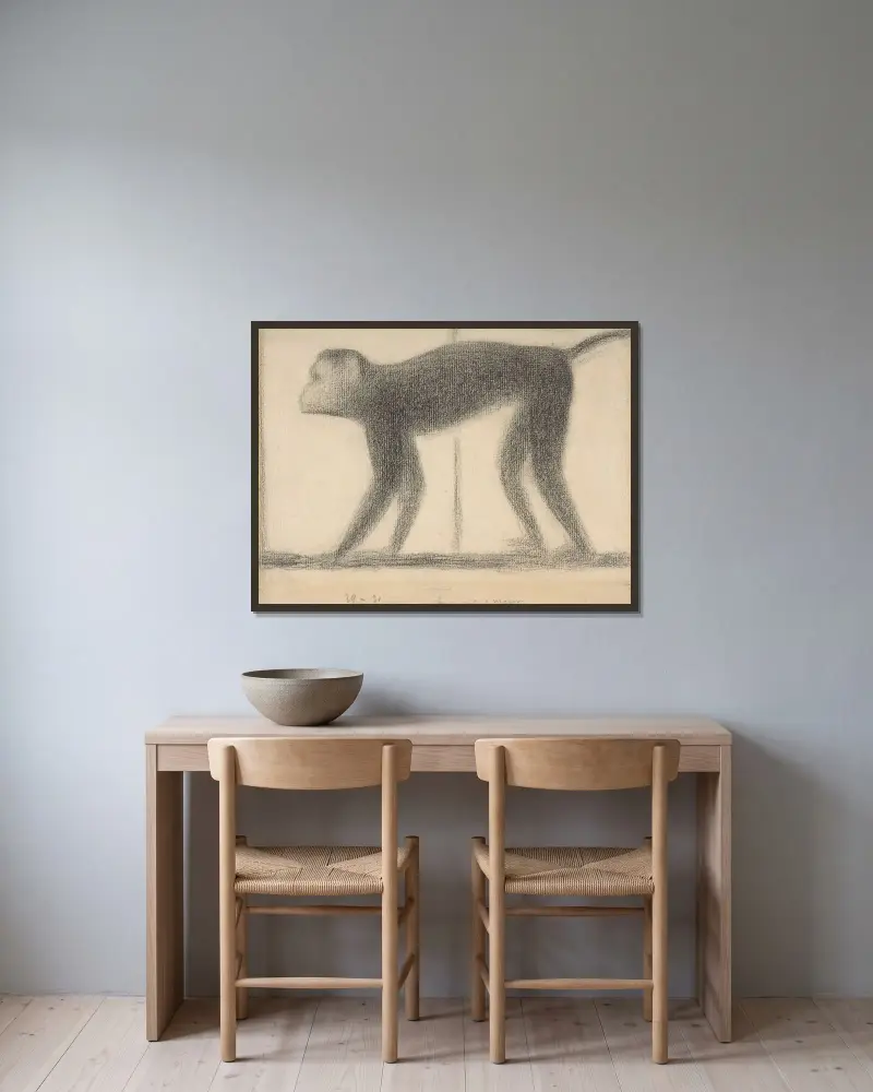 Monkey av Georges Seurat inramad på en vägg