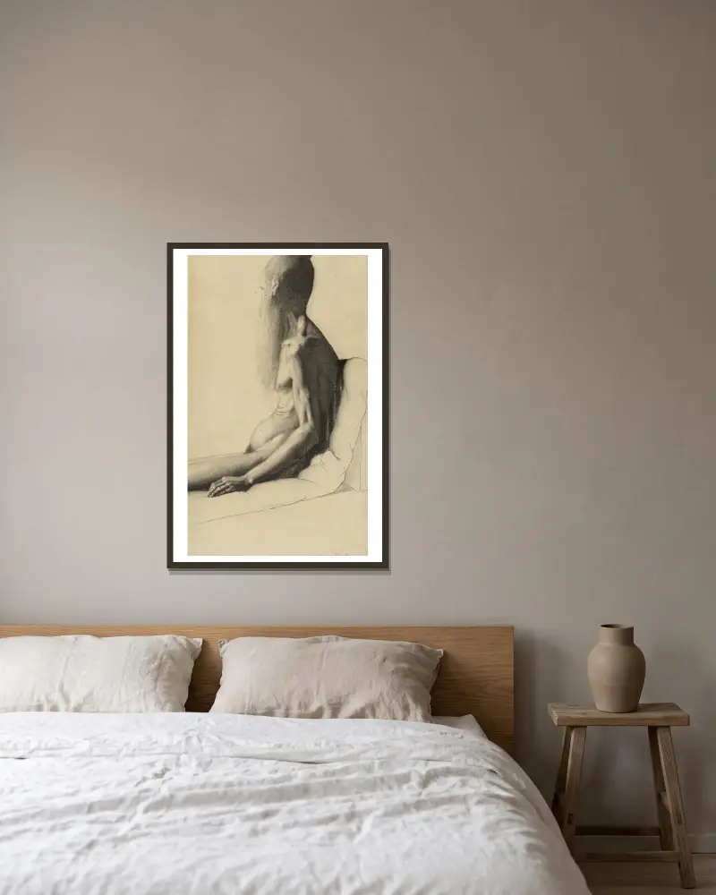 Aktstudie eines alten Mannes von Georges Seurat gerahmt an einer Wand