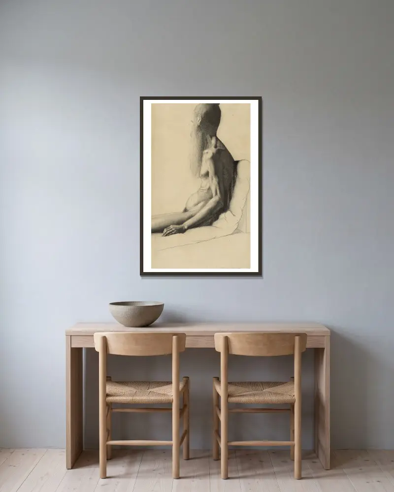 Aktstudie eines alten Mannes von Georges Seurat gerahmt an einer Wand