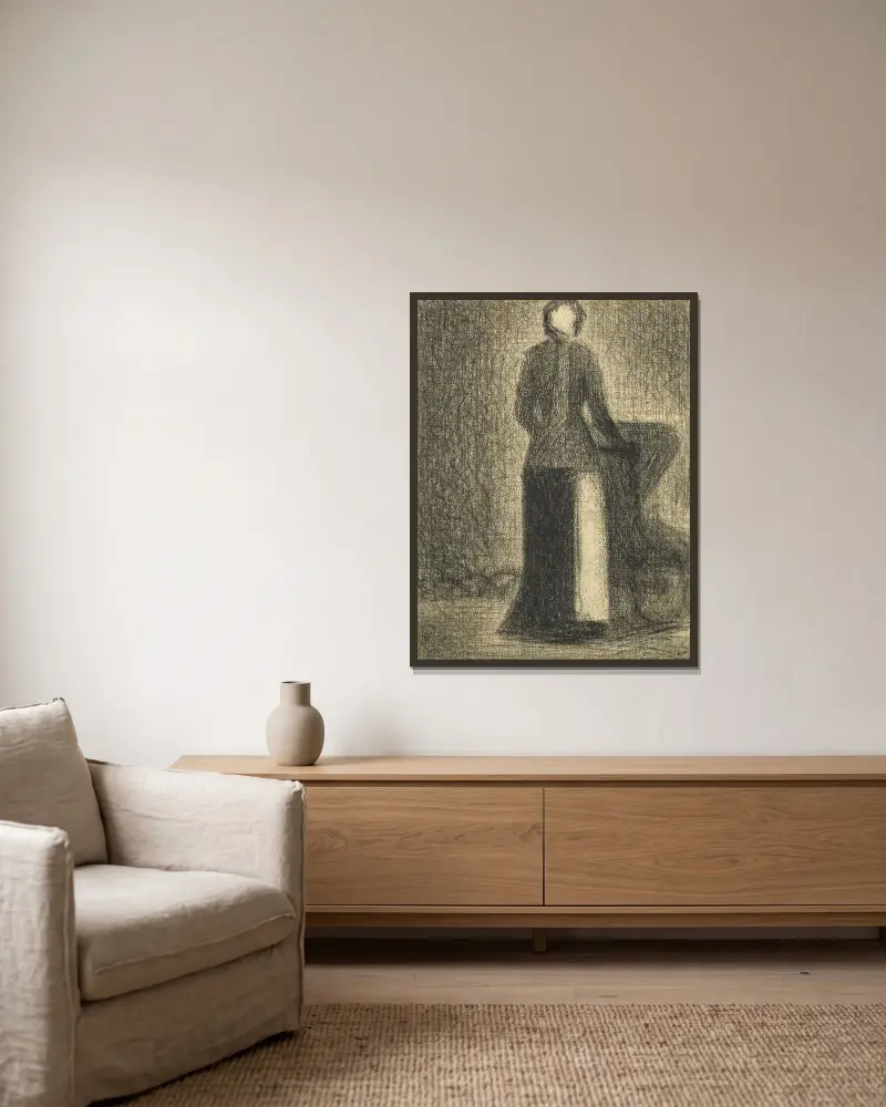 Nurse with a Child’s Carriage von Georges Seurat gerahmt an einer Wand