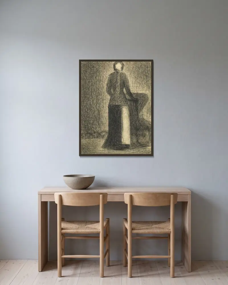 Nurse with a Child’s Carriage von Georges Seurat gerahmt an einer Wand