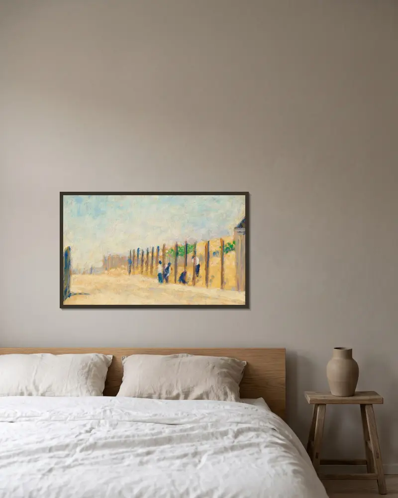 Arbetare som slår ned pålar av Georges Seurat inramad på en vägg