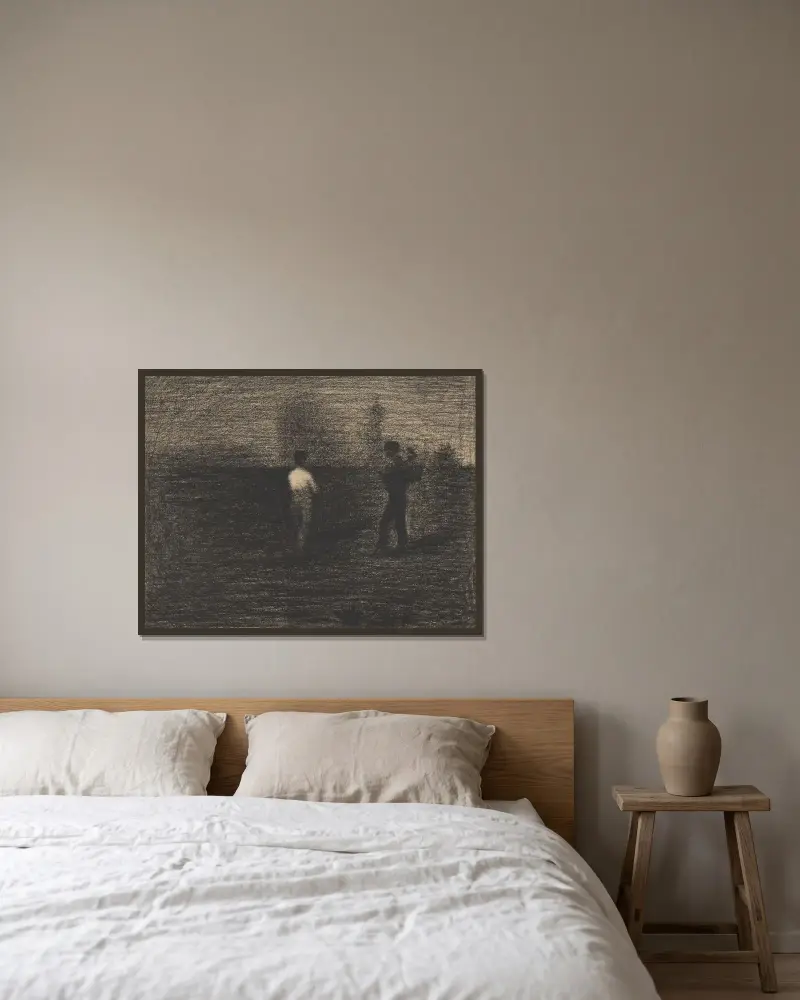 Peasants av Georges Seurat inramad på en vägg
