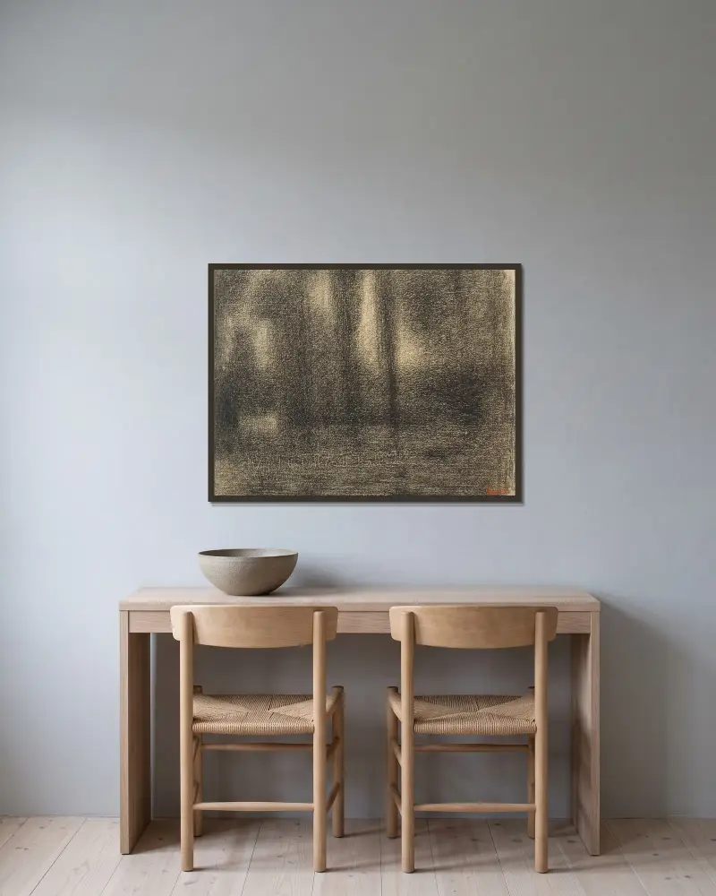 Poplars av Georges Seurat inramad på en vägg
