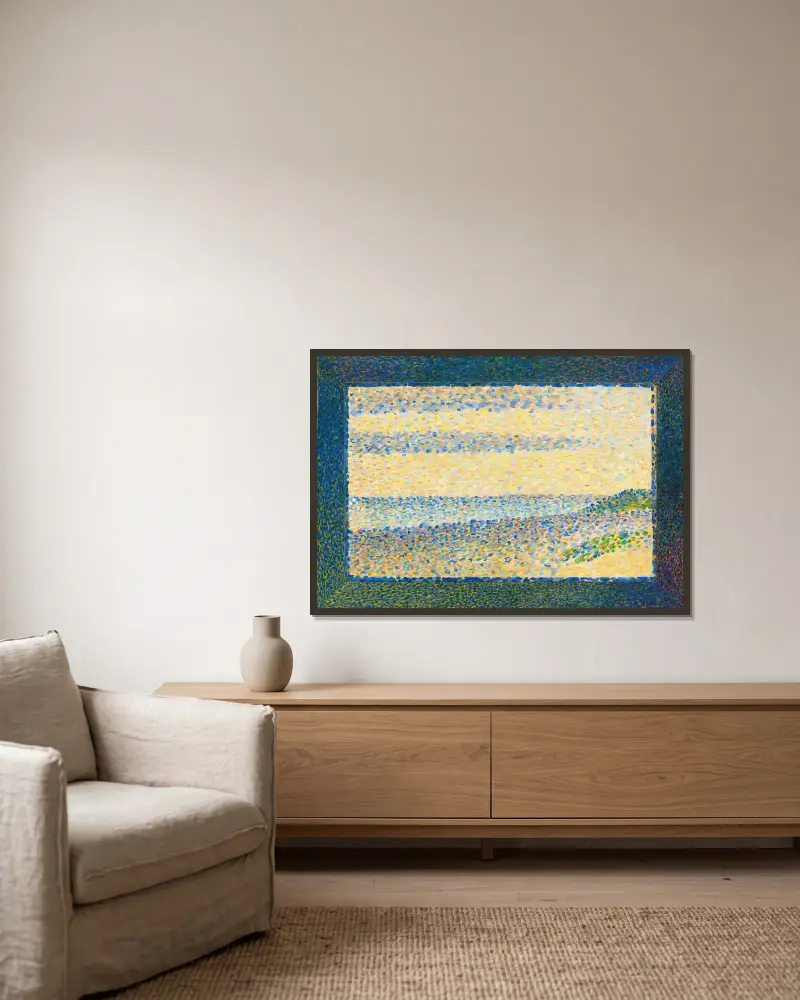 Seascape (Gravelines) av Georges Seurat inramad på en vägg