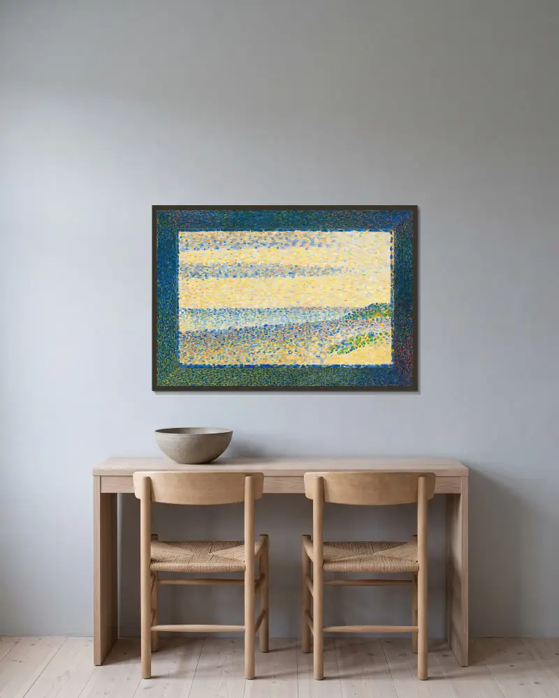 Seascape (Gravelines) av Georges Seurat inramad på en vägg