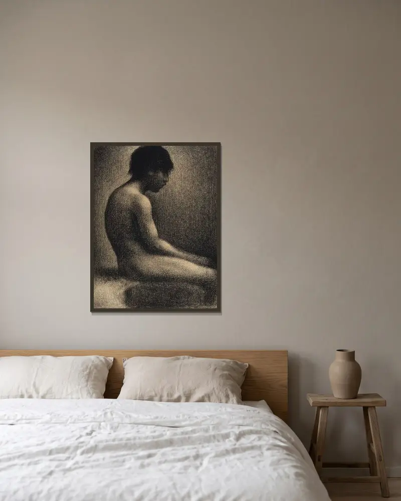 Siedzący akt; studium do „Une Baignade”, Georges Seurat w ramie na ścianie