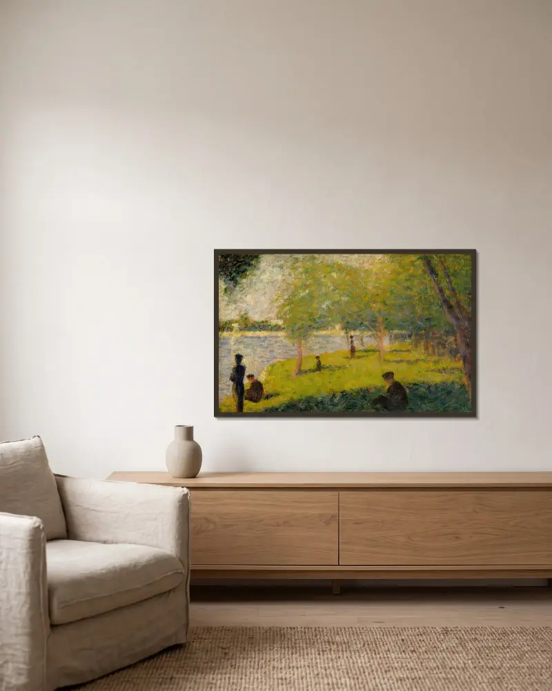 Studie für ‚Ein Sonntagnachmittag auf der Insel La Grande Jatte‘ von Georges Seurat gerahmt an einer Wand