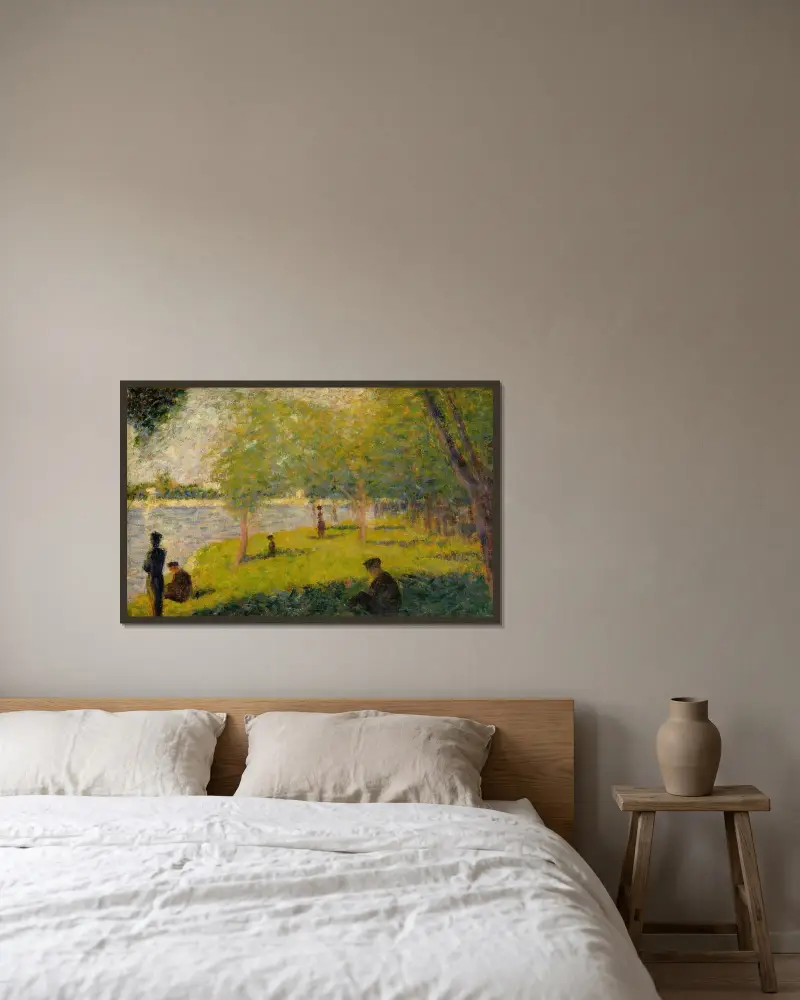 Studie für ‚Ein Sonntagnachmittag auf der Insel La Grande Jatte‘ von Georges Seurat gerahmt an einer Wand