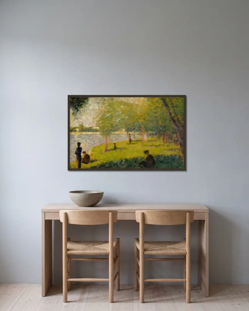 Studie für ‚Ein Sonntagnachmittag auf der Insel La Grande Jatte‘ von Georges Seurat gerahmt an einer Wand