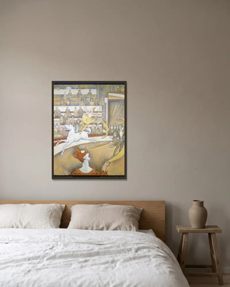 The Circus av Georges Seurat inramad på en vägg