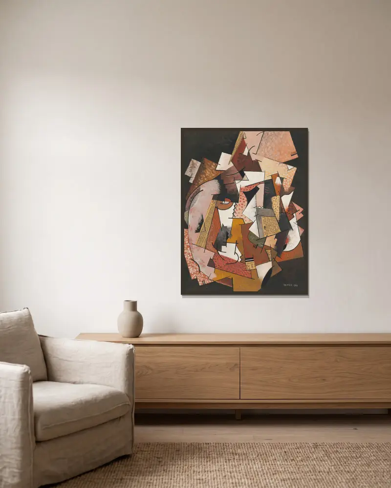 Komposition mit Zeitungspapier von Georges Valmier gerahmt an einer Wand