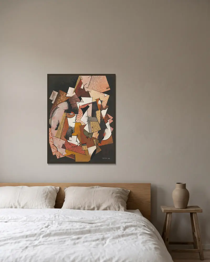 Komposition mit Zeitungspapier von Georges Valmier gerahmt an einer Wand