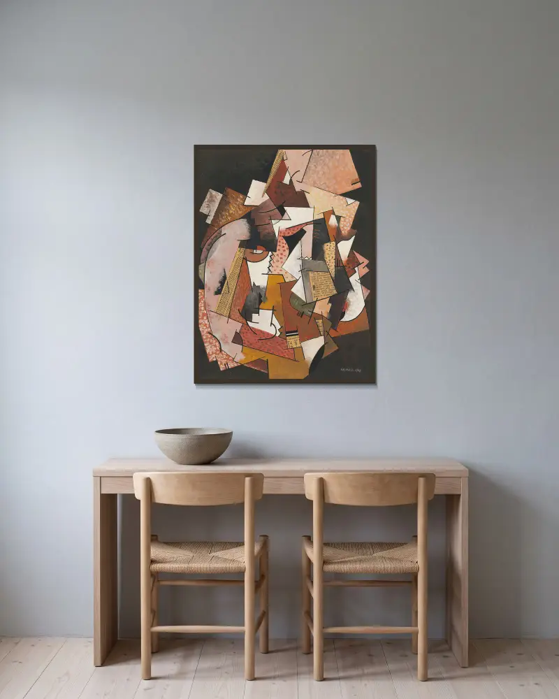 Komposition mit Zeitungspapier von Georges Valmier gerahmt an einer Wand
