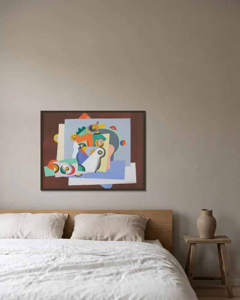 Nature Morte, 1926 av Georges Valmier inramad på en vägg