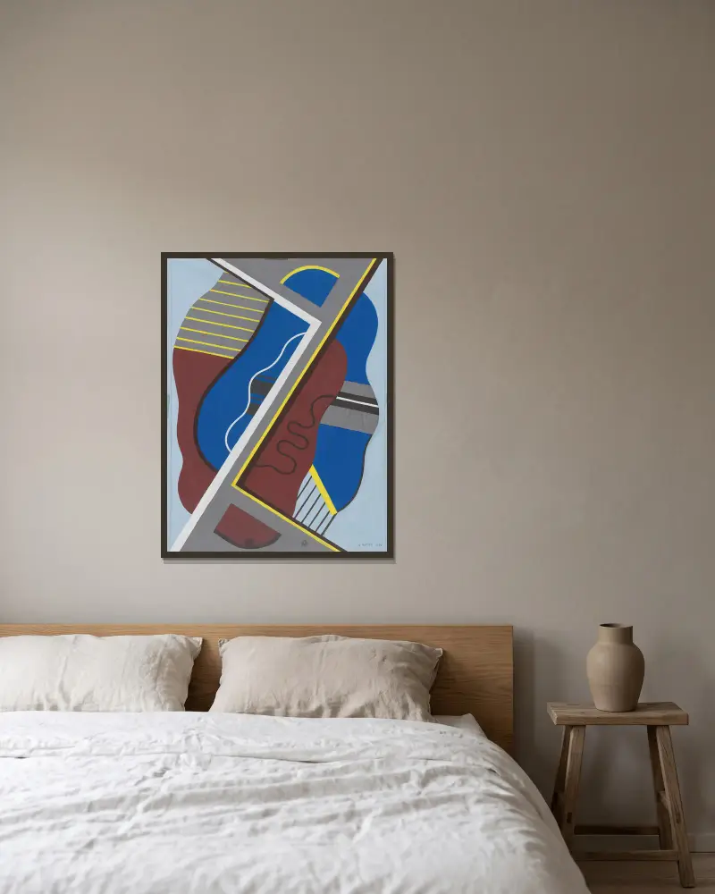 Ohne Titel (Studie für ein dekoratives Motiv) von Georges Valmier gerahmt an einer Wand