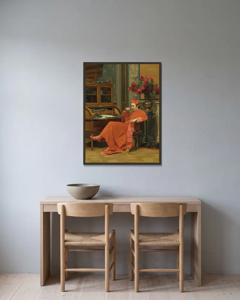 Eureka av Jehan Georges Vibert inramad på en vägg
