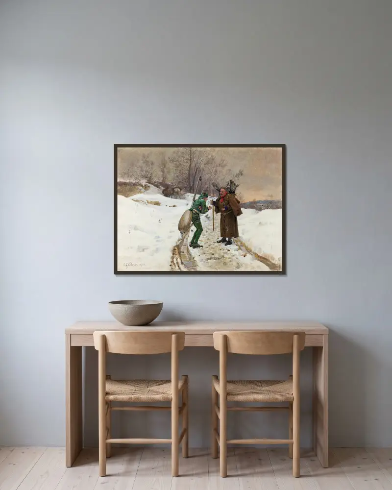 Mravenec a kobylka, Jehan Georges Vibert v rámu na stěně