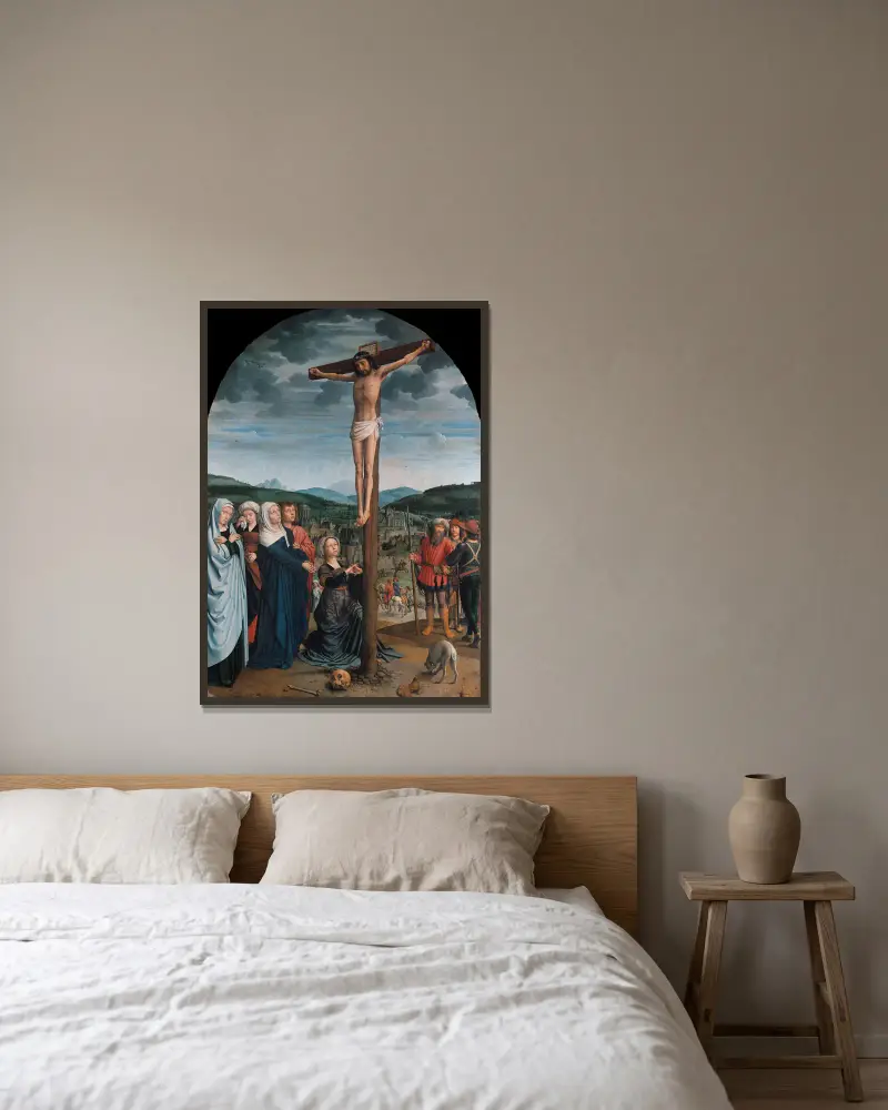 Christ on the Cross av Gerard David inramad på en vägg